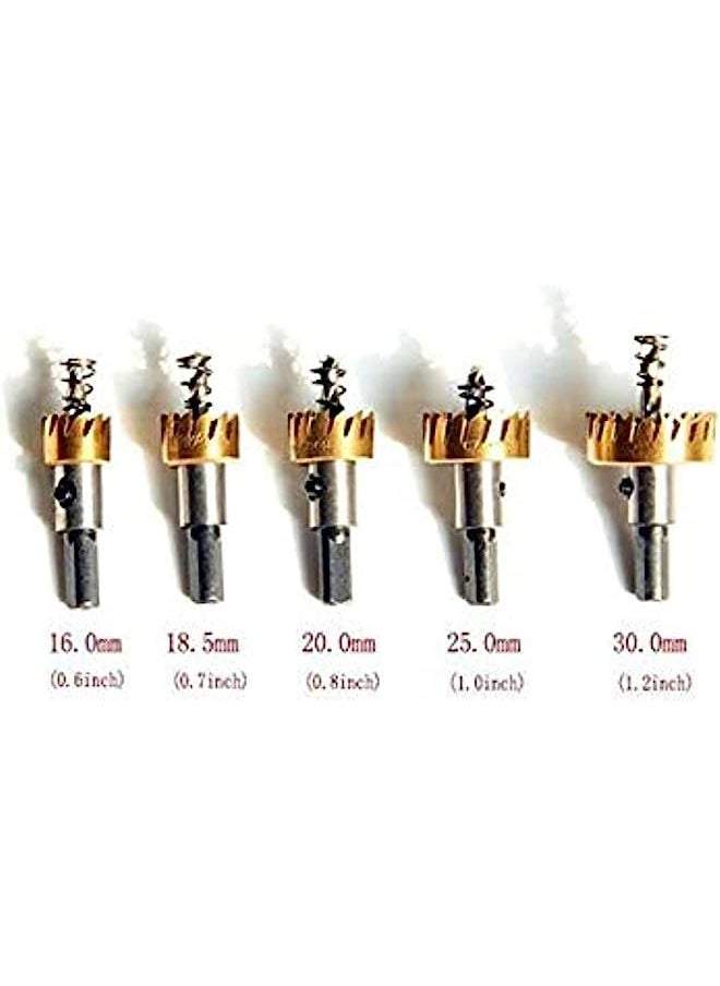 SCIENISH 5Pcs Carbide Tip HSS Drill Bit Saw Set Metal Wood Drilling Hole Cut Tool for Installing Locks 16/18.5/20/25/30mm  - Image 1