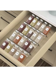 MUGATH Mugath Spice Drawer Organizer 4 Tier Clear Acrylic Expandable in Drawer Kitchen Drawer Spice Tray for CabinetCountertop  - Image 1