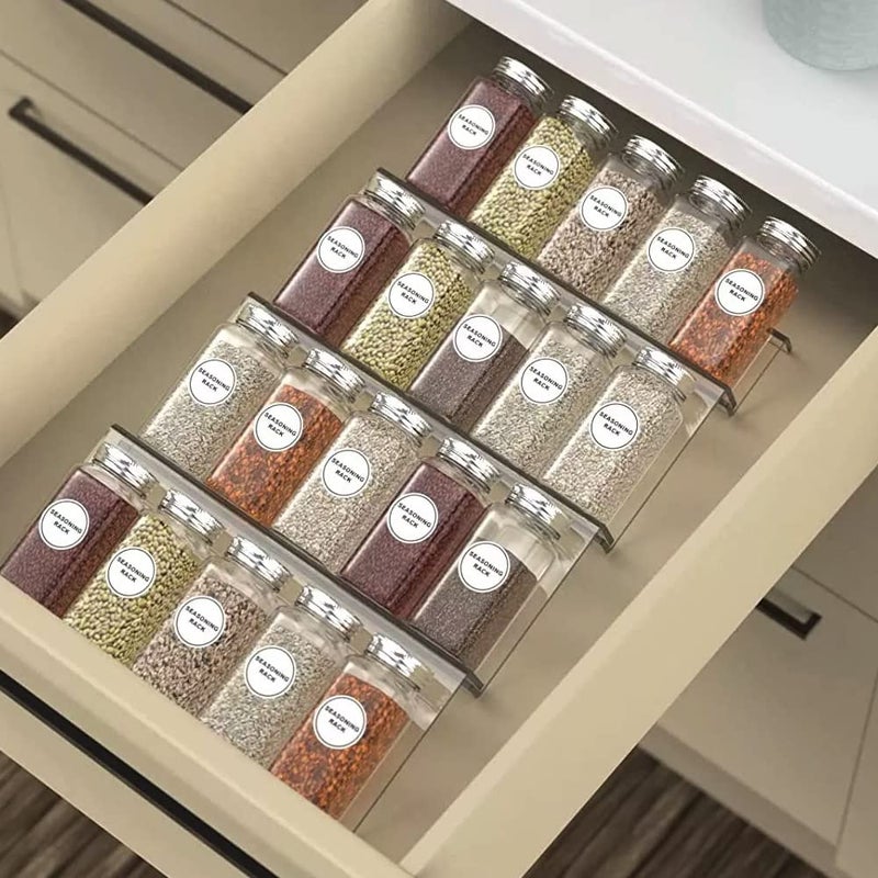 Mugath Spice Drawer Organizer 4 Tier Clear Acrylic Expandable in Drawer Kitchen Drawer Spice Tray for CabinetCountertop - Image 1