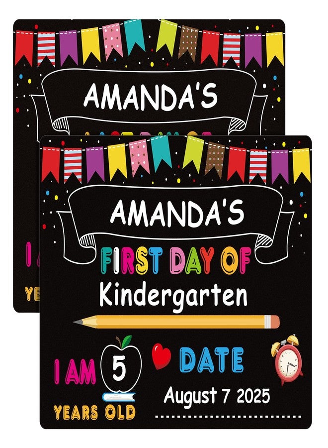 PETCEE First Day of School Board Sign - 11"x14" Double Sided Reusable and Erasable 1st First & Last Day of Preschool Pre-K Chalkboard Sign Photo Prop Gift Back to School Supplies for Kids Son Daughter - Image 1