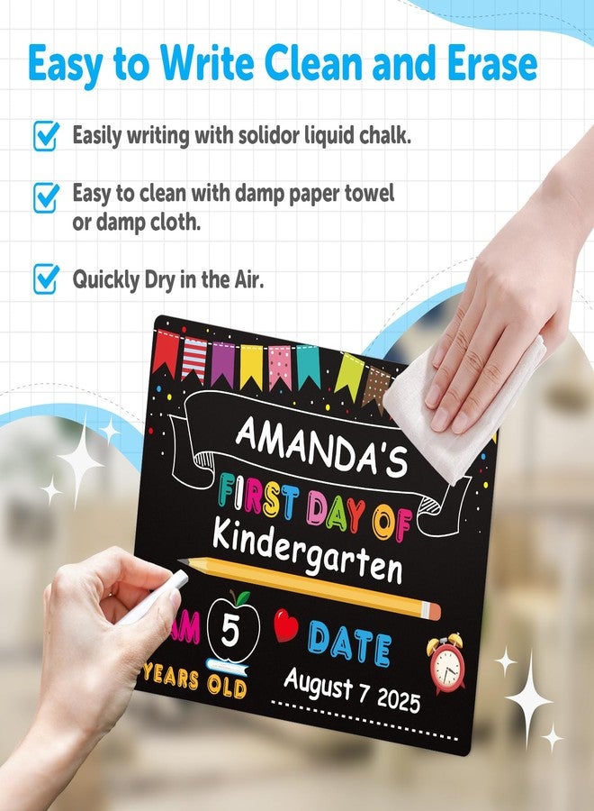 PETCEE First Day of School Board Sign - 11"x14" Double Sided Reusable and Erasable 1st First & Last Day of Preschool Pre-K Chalkboard Sign Photo Prop Gift Back to School Supplies for Kids Son Daughter - Image 4