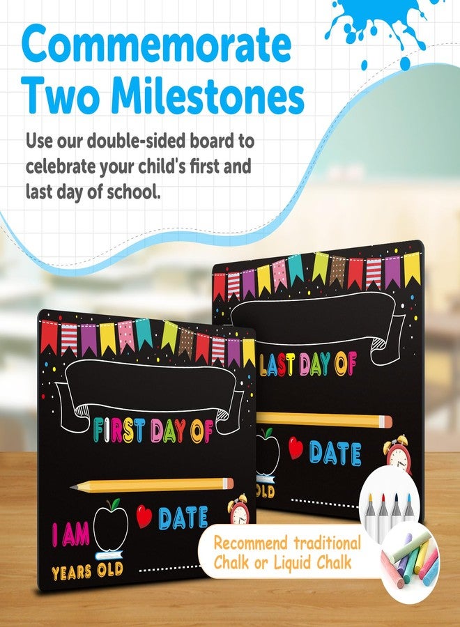 PETCEE First Day of School Board Sign - 11"x14" Double Sided Reusable and Erasable 1st First & Last Day of Preschool Pre-K Chalkboard Sign Photo Prop Gift Back to School Supplies for Kids Son Daughter - Image 2