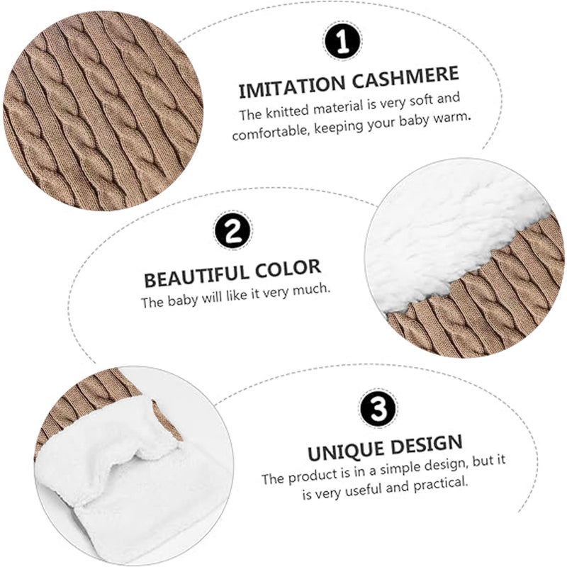 BabyMoon Organic Knitted Woollen Fleece Swaddle Wrap | Baby Sleeping Bag | Brown - Image 5