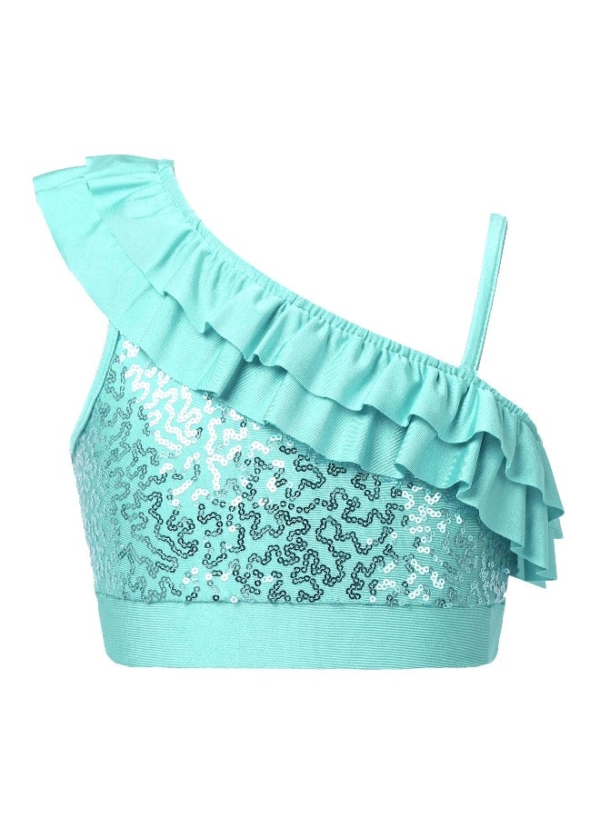 Kids Girls Shiny Sequins Sleeveless Tank Top Modern Dance Costumes Gymnastic Dancewear
