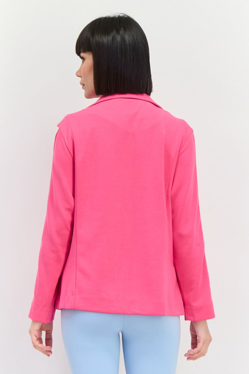 TRIBE OF 6 Women Regular Fit Brand Logo Blazers, Fuchsia Purple  - Image 4