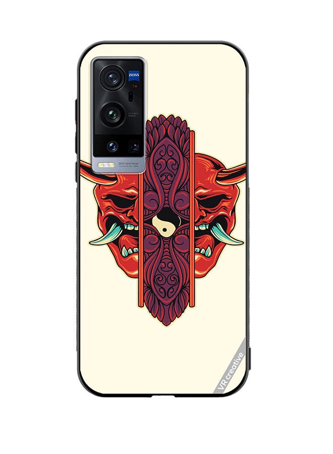 VR CREATIVE Protective Case Cover For Vivo X60 Pro Plus Oni Mask Ornament Design Multicolour - Image 1