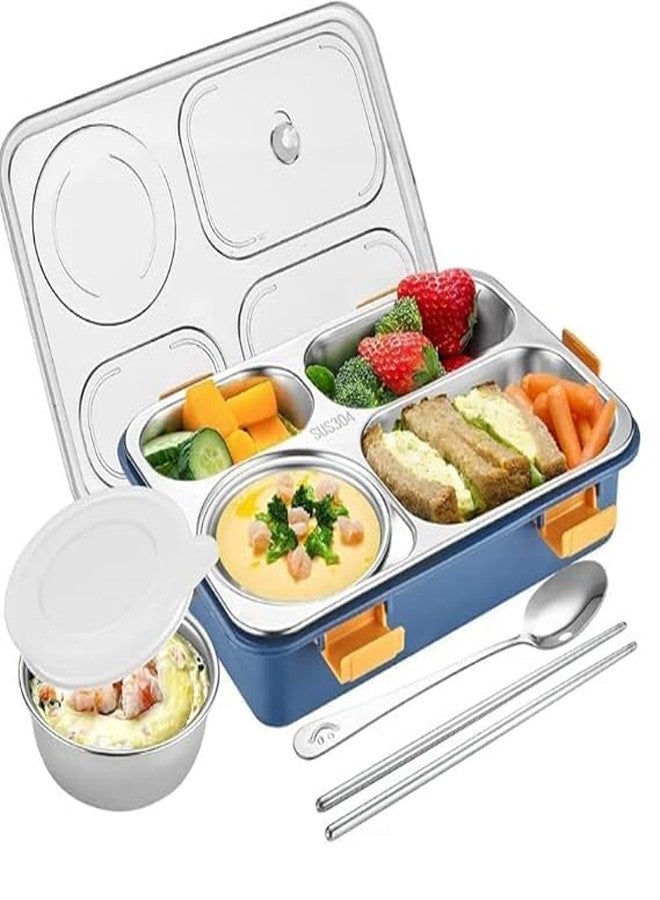 ERITIN Stainless Steel Lunch Box with Air Tight Spill Proof Lid, Container Tiffin Box/Lunch Box for Boys and Girls for Office/School (Multi-Color) (4 Section Lunch Box) - Image 3