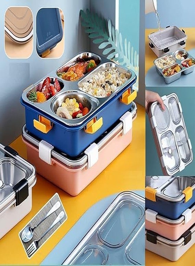ERITIN Stainless Steel Lunch Box with Air Tight Spill Proof Lid, Container Tiffin Box/Lunch Box for Boys and Girls for Office/School (Multi-Color) (4 Section Lunch Box) - Image 5