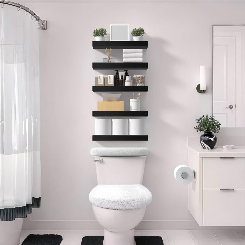 Sorbus Floating Shelves for Wall, Bathroom Shelves Wall Mounted for Kitchen, Bedroom, Living Room, Bathroom Storage, Over Toilet, Hanging Book Shelf for Wall Home Decor (4 Pack) - Image 2