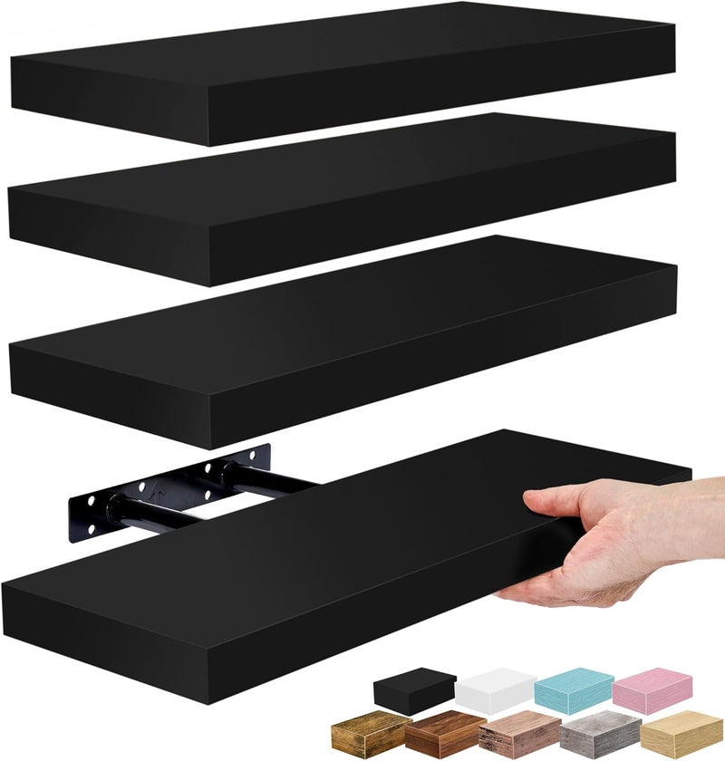 Sorbus Floating Shelves for Wall, Bathroom Shelves Wall Mounted for Kitchen, Bedroom, Living Room, Bathroom Storage, Over Toilet, Hanging Book Shelf for Wall Home Decor (4 Pack) - Image 1