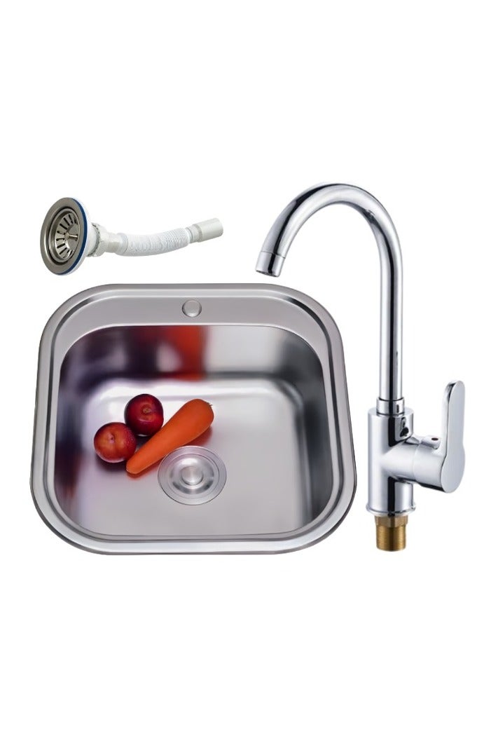 حوض مطبخ ستانلس  (حلة 1 فتحة خلاط فى المنتصف 48*48سم - Image 1