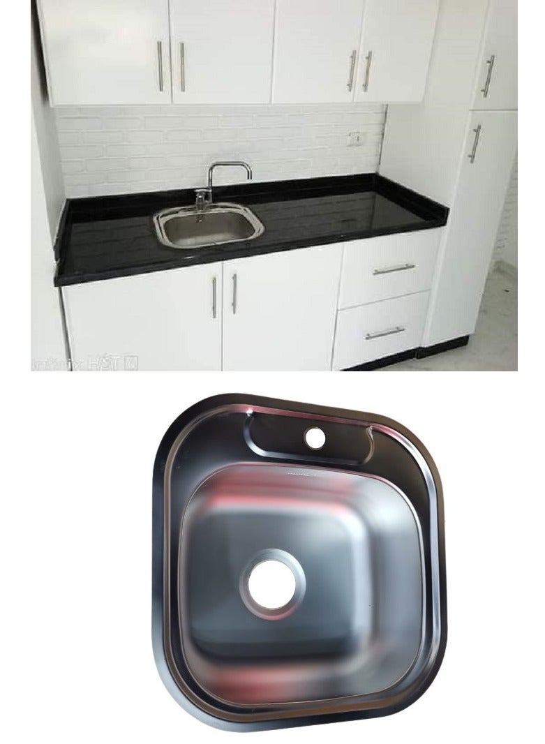 حوض مطبخ ستانلس  (حلة 1 فتحة خلاط فى المنتصف 48*48سم - Image 3