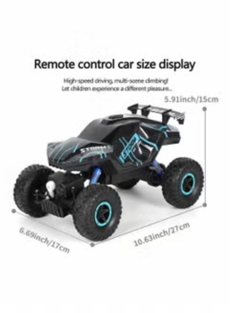 RC Cars 1/16 Scales Remote Control Car 4WD Off-Road Rock Crawler,2.4GHz All Terrain Monster Truck with Rear Fog Stream 5 LED Lighting Modes,2 Battery for 60 Min Play, Toy Boys - Image 2
