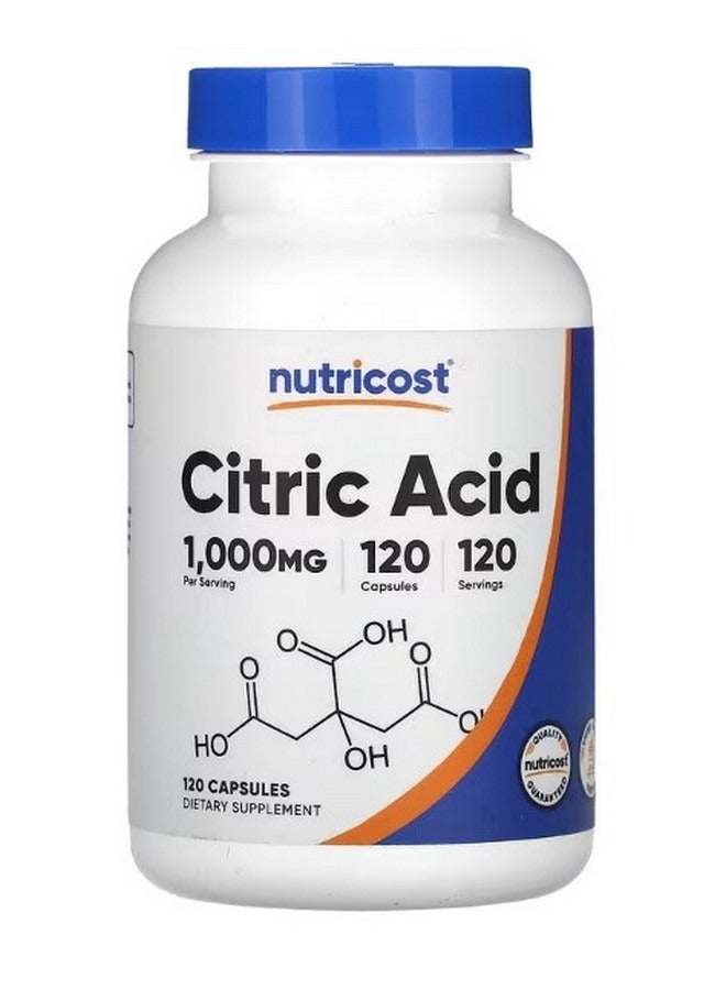 Nutricost Citric Acid 1000 Mg 120 Capsules - Image 1