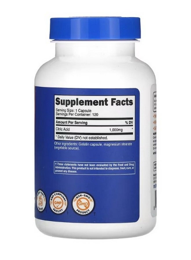 Nutricost Citric Acid 1000 Mg 120 Capsules - Image 2