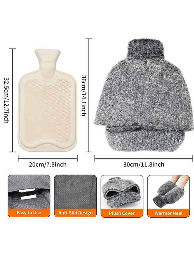 GMORO Hot Water Bottle for Feet, 2l Large Rubber Foot Warmer ot Water Bottle, Cold Feet Warming, for Pain Relief Neck and Shoulders, Foot Warming, Menstrual Pain  - Image 2