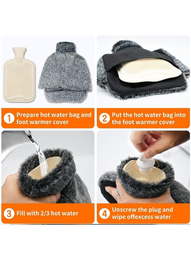 GMORO Hot Water Bottle for Feet, 2l Large Rubber Foot Warmer ot Water Bottle, Cold Feet Warming, for Pain Relief Neck and Shoulders, Foot Warming, Menstrual Pain  - Image 4