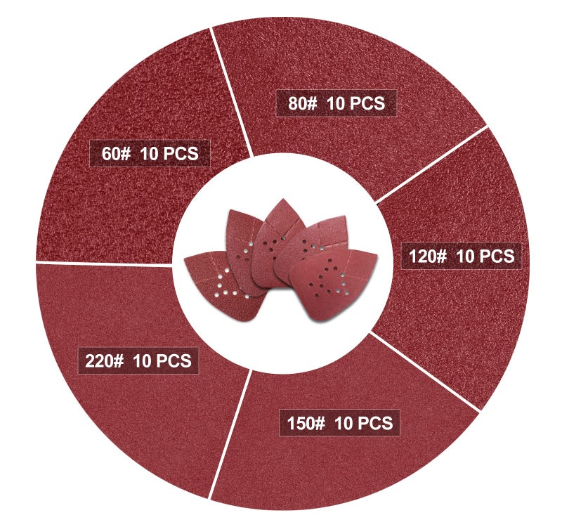 S SATC Mouse Detail Sander Sandpaper 50 PCS Mouse Sanding Pads 12 Hole Mouse Sandpaper Assorted 60/80/120/150/220 Grits - Image 2