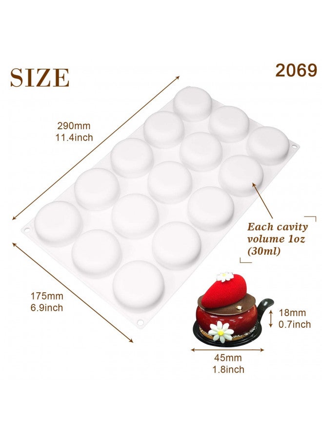 FUNSHOWCASE 15 Cavities Curved Round Stone Silicone Mold Tray per Cavity 1.8x1.8x0.7inch - Image 2