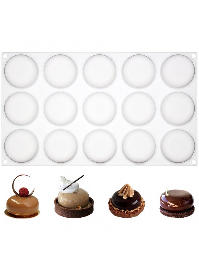 FUNSHOWCASE 15 Cavities Curved Round Stone Silicone Mold Tray per Cavity 1.8x1.8x0.7inch - Image 1