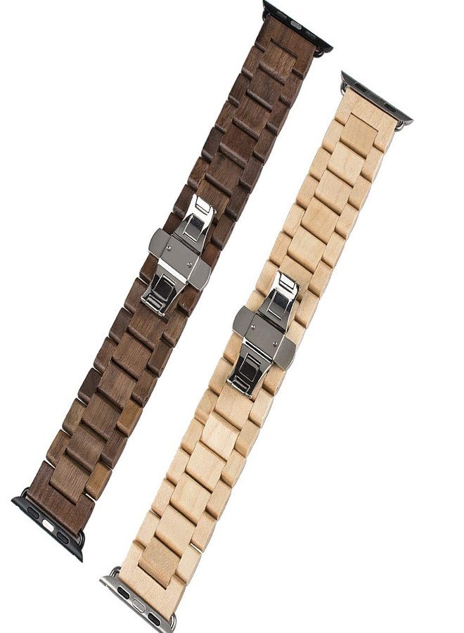 Kinobo Wooden Watch Band Compatible with Apple Watch, Natural Hardwood Watch Strap Thickened Wrist Bracelet for iWatch Series 8,7, 6, 5, 4, 3, 2, 1, Sport, Edition (Walnut--42/44/45mm) - Image 3