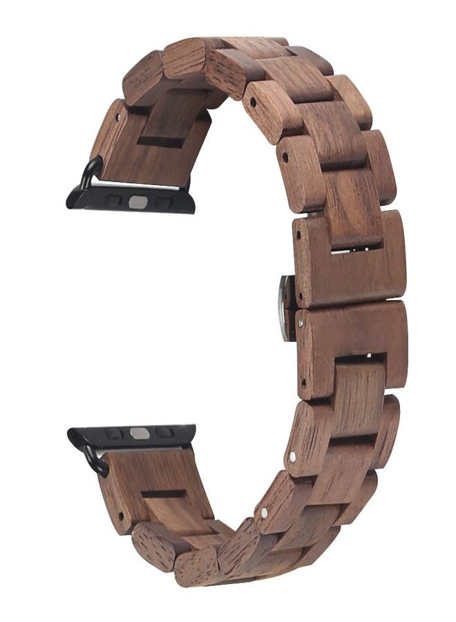 Kinobo Wooden Watch Band Compatible with Apple Watch, Natural Hardwood Watch Strap Thickened Wrist Bracelet for iWatch Series 8,7, 6, 5, 4, 3, 2, 1, Sport, Edition (Walnut--42/44/45mm) - Image 2