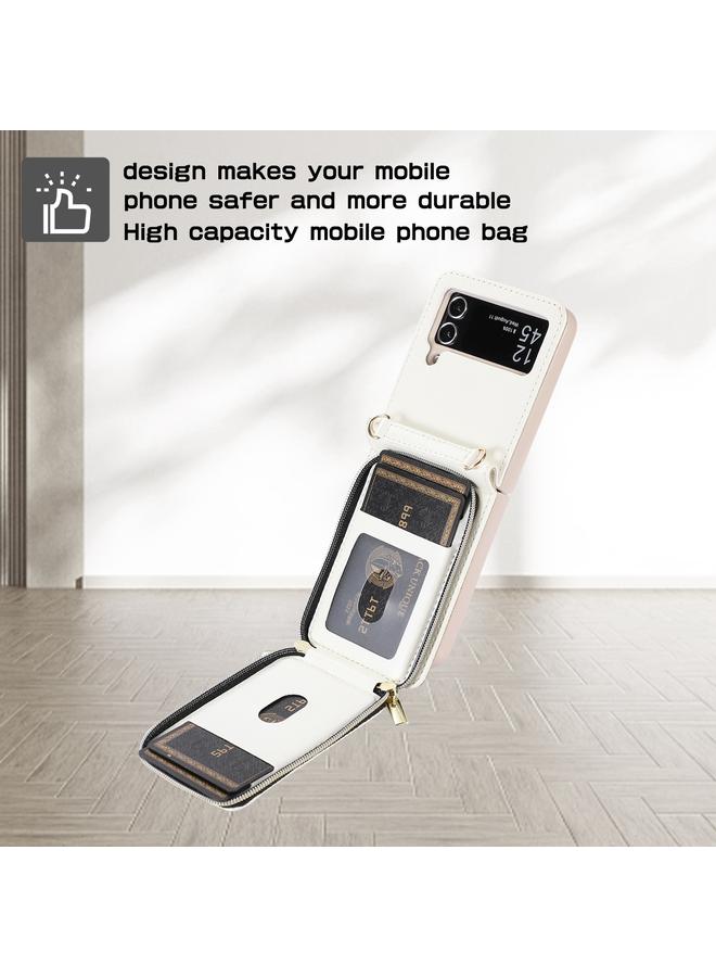 اس-توب جراب هاتف Samsung Galaxy Z Flip3 مع محفظة جلدية بسحاب كامل على شكل معين - Image 2