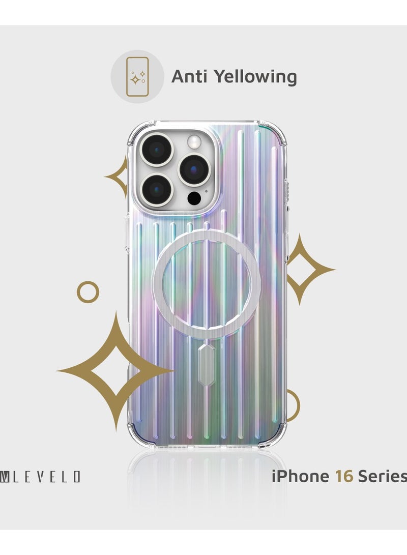 LEVELO Cabin Magsafe Case for iPhone 16 Pro with Impact Resistant Corners and 2H Scratch Resistance / Durable TPU Material / Anti-Yellowing - Iridescent - Image 3