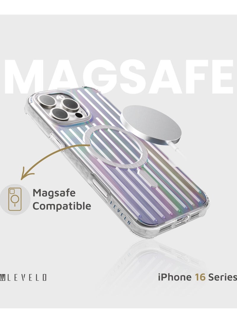 LEVELO Cabin Magsafe Case for iPhone 16 Pro with Impact Resistant Corners and 2H Scratch Resistance / Durable TPU Material / Anti-Yellowing - Iridescent - Image 4