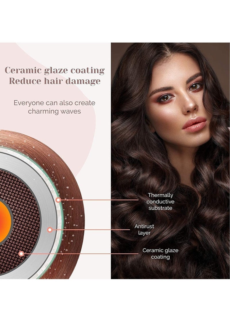 3 Barrel Curling Iron,1 inch Triple Three Barrel Hair Waver Mermaid Beach Waves Curling Wand Ceramic Tourmaline Temperature Adjustable Curler Irons,Hair Crimper Fast Heating Curling Wand (Gold)
