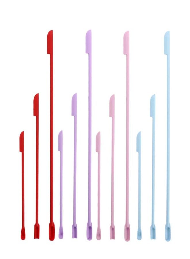 Pokinge 9 Pcs Mini Silicone Spatulas Double-head Cosmetic Jam Deep Bottle Scraper Spoon 3 Size Lengthened Tiny Mixing Stir Sticks for Beauty - Image 3