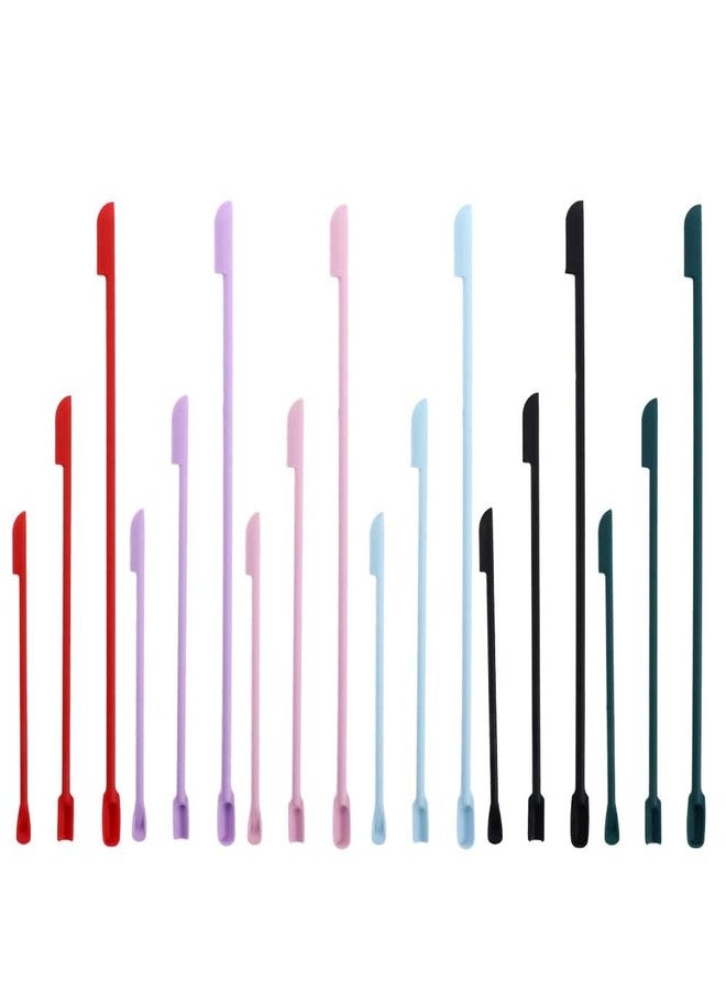 Pokinge 9 Pcs Mini Silicone Spatulas Double-head Cosmetic Jam Deep Bottle Scraper Spoon 3 Size Lengthened Tiny Mixing Stir Sticks for Beauty - Image 2