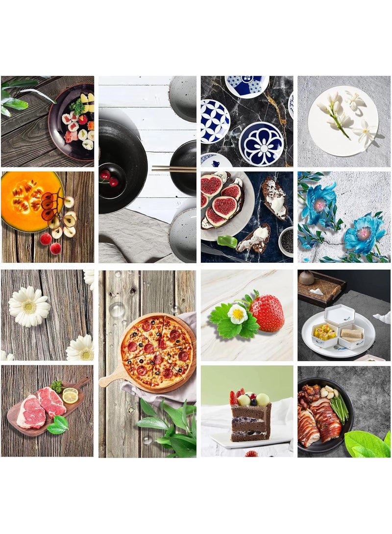 GUDOO مجموعة من 6 ورق خلفية للتصوير الفوتوغرافي على الوجهين مكونة من 12 نمطًا، بنمط نسيج الخشب والرخام والأسمنت، خلفيات مسطحة للطاولة لالتقاط الصور والمجوهرات ومستحضرات التجميل والمكياج - Image 3