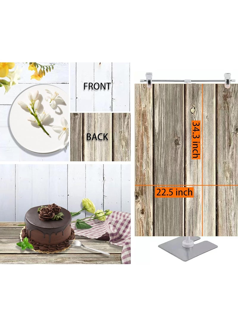 GUDOO مجموعة من 6 ورق خلفية للتصوير الفوتوغرافي على الوجهين مكونة من 12 نمطًا، بنمط نسيج الخشب والرخام والأسمنت، خلفيات مسطحة للطاولة لالتقاط الصور والمجوهرات ومستحضرات التجميل والمكياج - Image 4