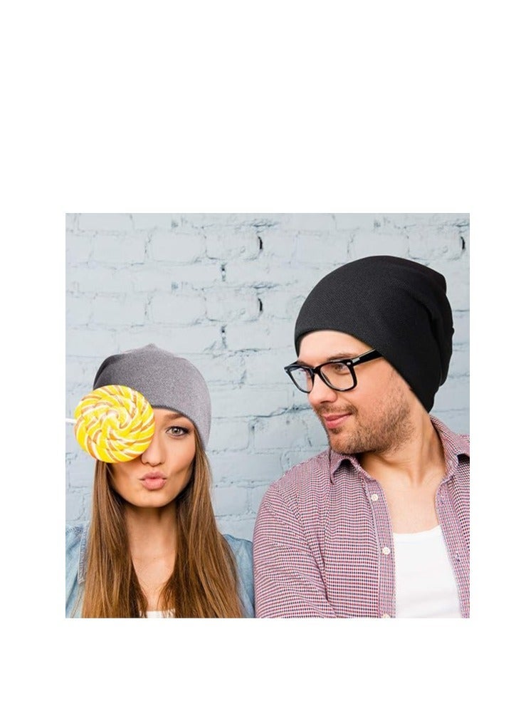 Y&D Mens Slouchy Beanie Hats, Winter Hats for Men and Women, Knit Hat Warm Oversized Skull Cap Women 2 Pcs - Image 5