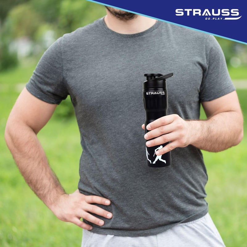 STRAUSS Stainless-Steel Water Bottle | Water Bottles for School, Office, Home & Gym | Leak Proof and BPA Free Gym Bottle | Easy to Carry | Water Bottle for Men & Women | 750 ML, (Black) - Image 5