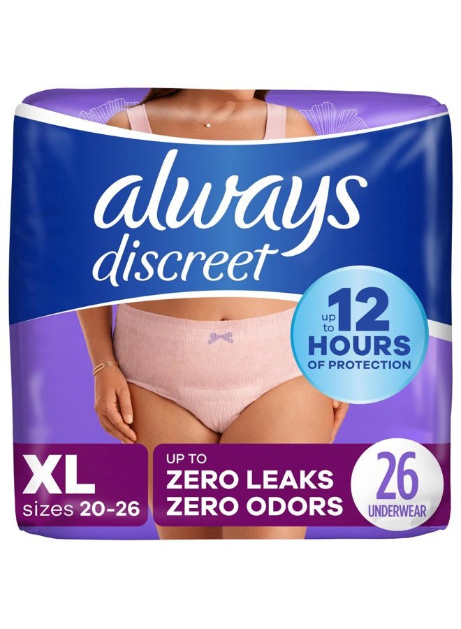 Always Discreet Adult Incontinence & Postpartum Underwear for Women, Classic Cut, Size Extra-Large, Maximum Absorbency, Disposable, 26 Count (Packaging May Vary) - Image 1