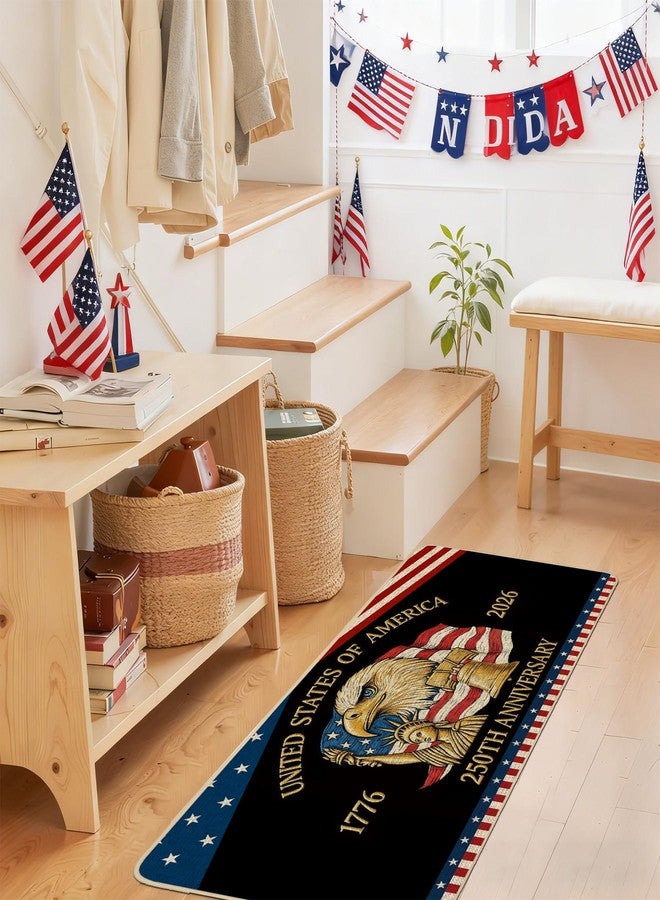 Baccessor 250th USA Anniversary Doormat 17x36 Inch, Patriotic Eagle 1776-2026 Semiquincentennial 4th of July Door Mat Non Slip Washable Low-Profile for Floor Entrance Front Decor - Image 2