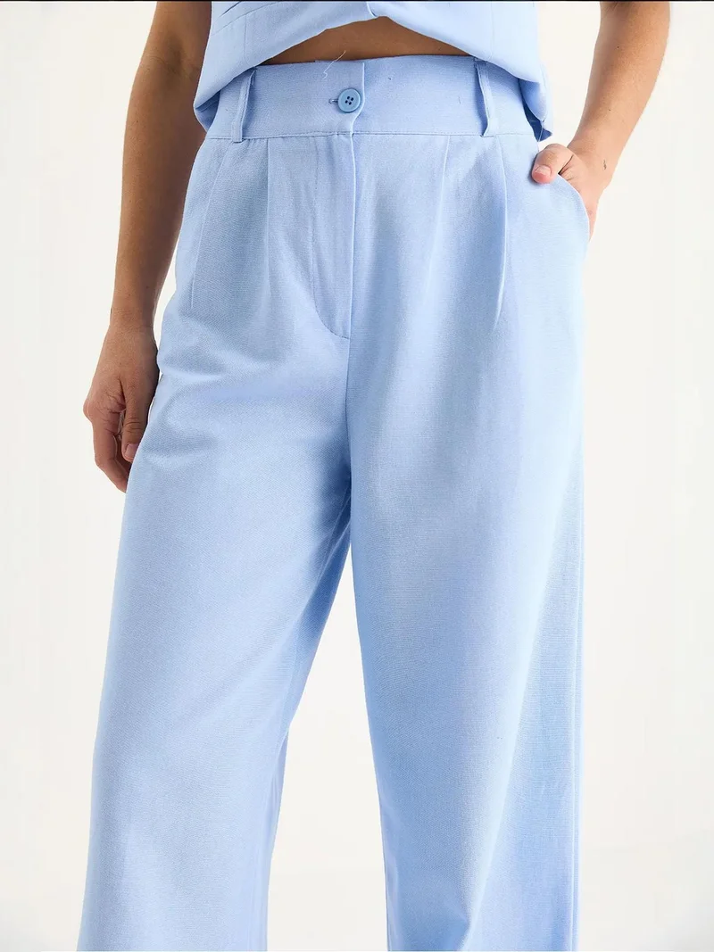 Bianco Lucci Multicolor LUCCI V-neck Vest and Wide Leg Pants Two-Piece Coord Set for Women | Best Price UAE