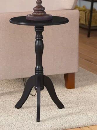 DDS Dream Decor Shoppee طاولة جانبية دريم ديكور شوب بي الخشبية للزرع، طاولة جانبية دائرية عتيقة، طاولة قهوة، منظم تخزين منزلي لغرفة المعيشة وغرفة النوم (أسود) - Image 3