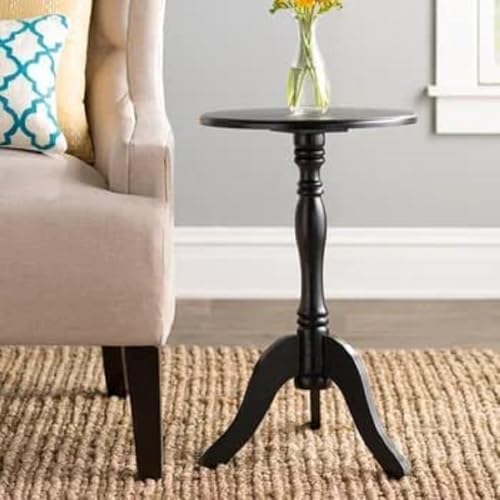 DDS Dream Decor Shoppee طاولة جانبية دريم ديكور شوب بي الخشبية للزرع، طاولة جانبية دائرية عتيقة، طاولة قهوة، منظم تخزين منزلي لغرفة المعيشة وغرفة النوم (أسود) - Image 1