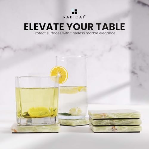 Radicaln Marble Coasters Square 3.5" Inches Green Onyx Handmade Modern Coasters for Drink, Stylish Drink Coaster for Dining Table Set for 6 - Image 3