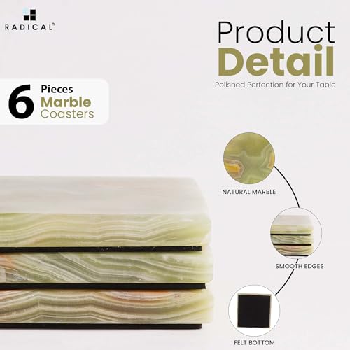 Radicaln Marble Coasters Square 3.5" Inches Green Onyx Handmade Modern Coasters for Drink, Stylish Drink Coaster for Dining Table Set for 6 - Image 5