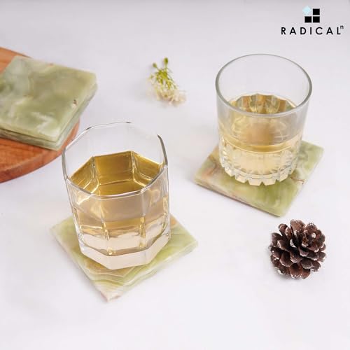 Radicaln Marble Coasters Square 3.5" Inches Green Onyx Handmade Modern Coasters for Drink, Stylish Drink Coaster for Dining Table Set for 6 - Image 4