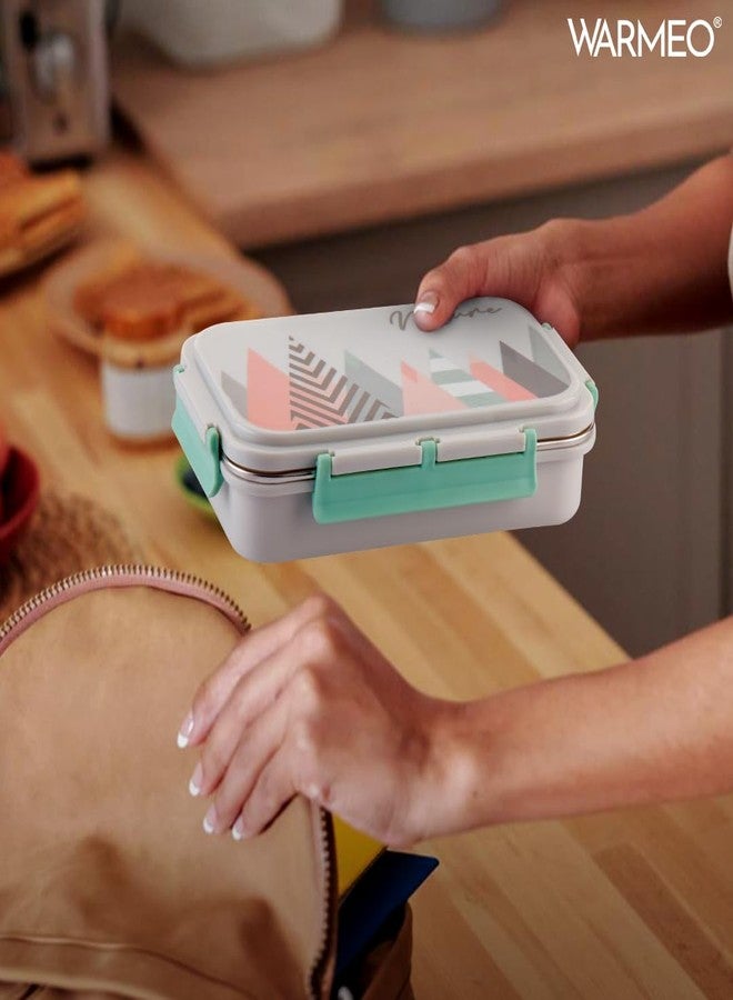 WARMEO Brunch Insulated Lunch Box with Two Compartment BPA Free, Food Grade Ideal for School, Picnic, Office & Outdoor - 600ml Grey, Stainless Steel - Image 5