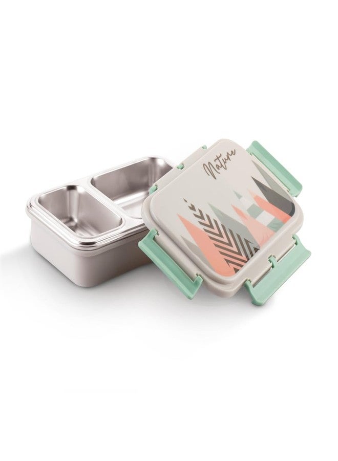 WARMEO Brunch Insulated Lunch Box with Two Compartment BPA Free, Food Grade Ideal for School, Picnic, Office & Outdoor - 600ml Grey, Stainless Steel - Image 1