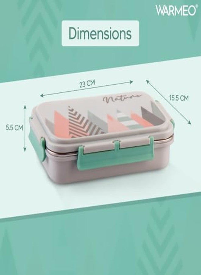 WARMEO Brunch Insulated Lunch Box with Two Compartment BPA Free, Food Grade Ideal for School, Picnic, Office & Outdoor - 600ml Grey, Stainless Steel - Image 4