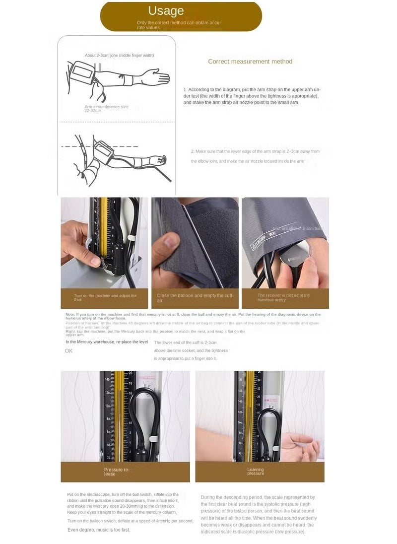 Yuwell - Yuyue Mercury Sphygmomanometer With Stethoscope Home Blood Pressure Measurement And Testing Instrument - Image 1