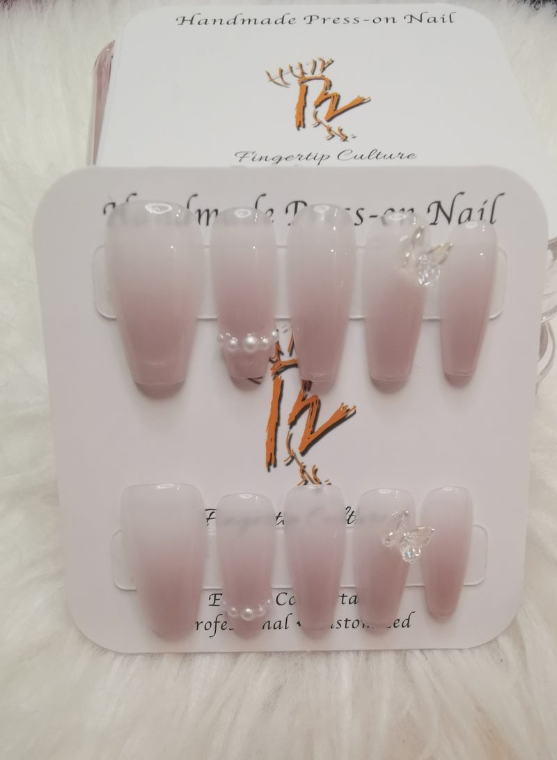 Binzo Beauty Press On Handmade Nails, 10pcs,Nails Art , Acrylic Nails, False Nails，Natually Nails - Image 1