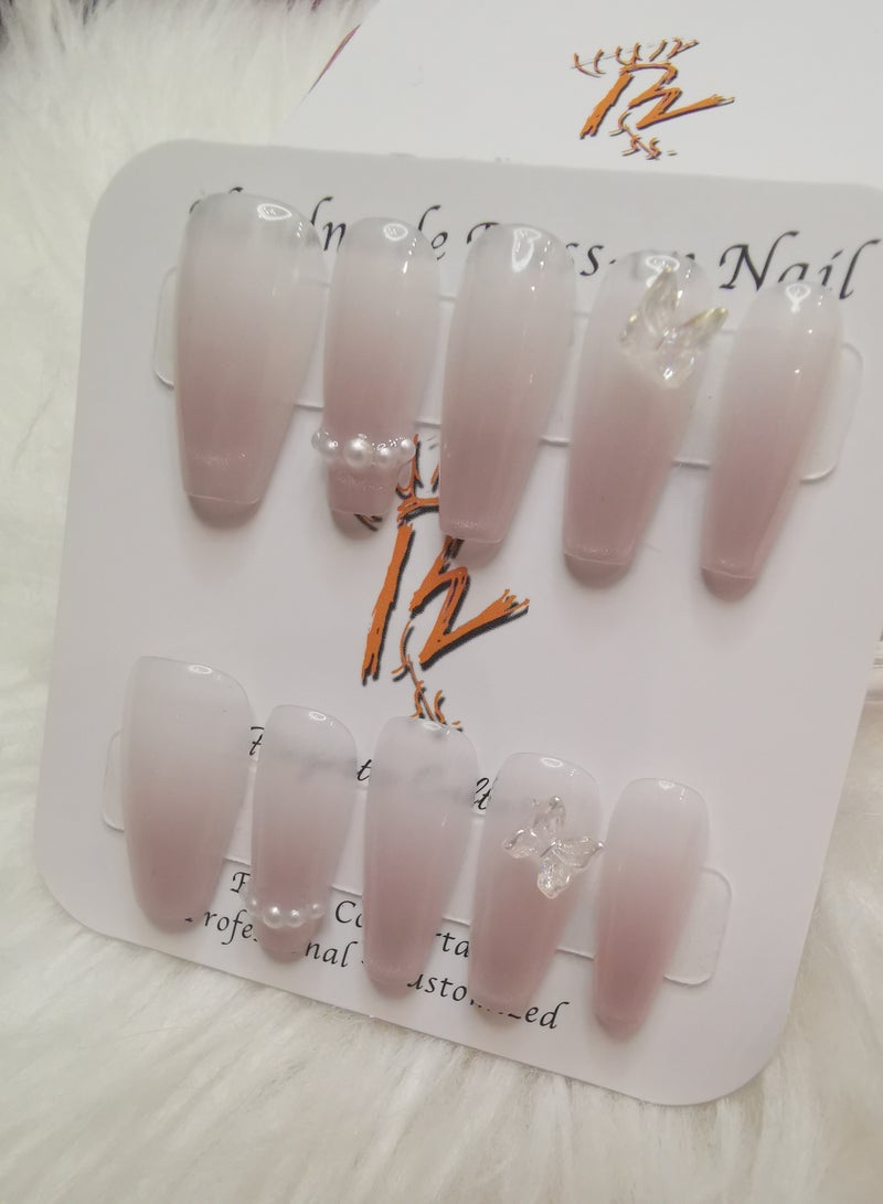 Binzo Beauty Press On Handmade Nails, 10pcs,Nails Art , Acrylic Nails, False Nails，Natually Nails - Image 3